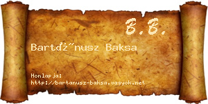 Bartánusz Baksa névjegykártya